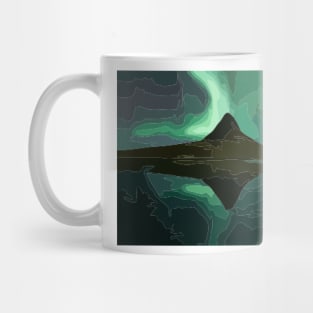 Mount Kirkjufell under the Northern Lights Painting Mug